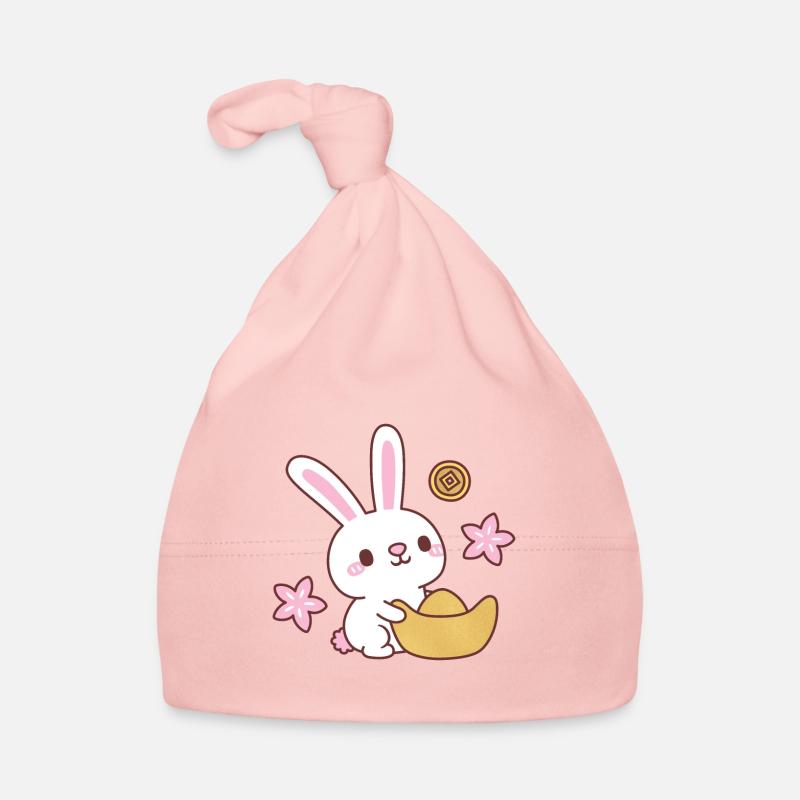 Lapin mignon avec lingot, année du lapin Bonnet bio Bébé