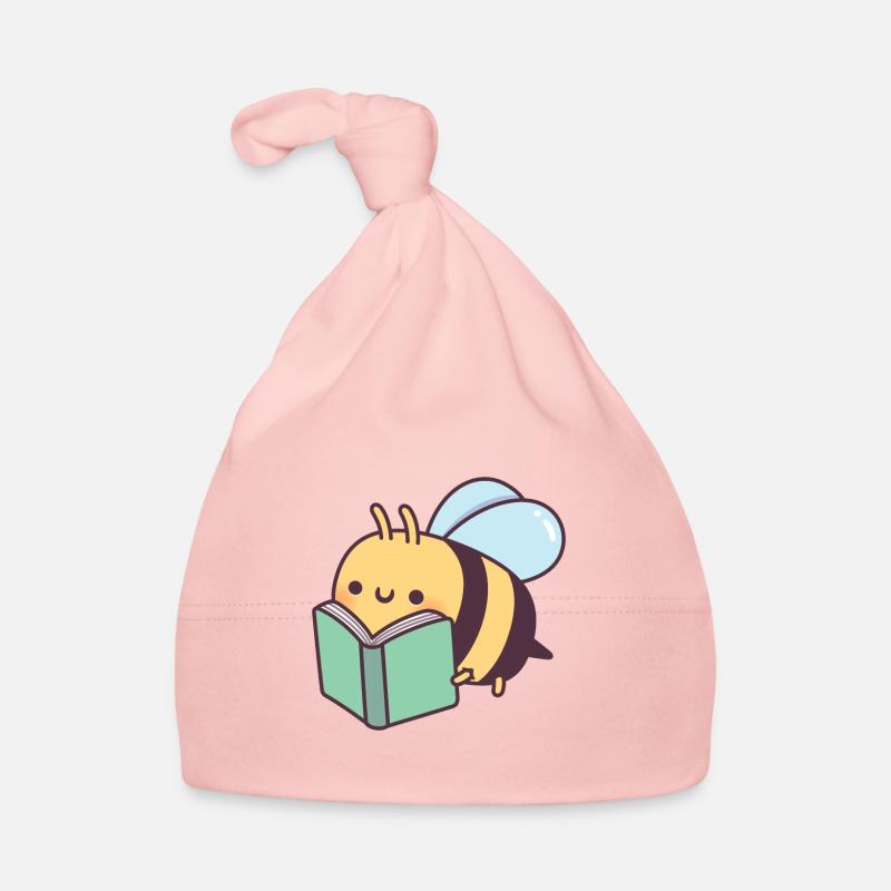 Cute Flying Bee Reading A Book Organic Baby Cap