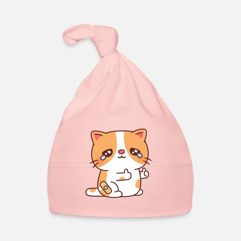 Chat triste qui pleure mais pouce levé Bonnet bio Bébé