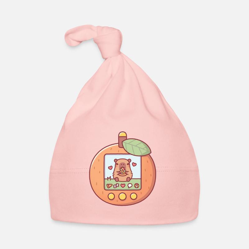 Cute Capybara Eating Pizza Virtual Pet Toy Orange Organic Baby Cap