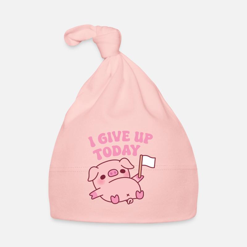 Mignon cochon agitant un drapeau blanc que j’abandonne aujourd’hui Fun Bonnet bio Bébé