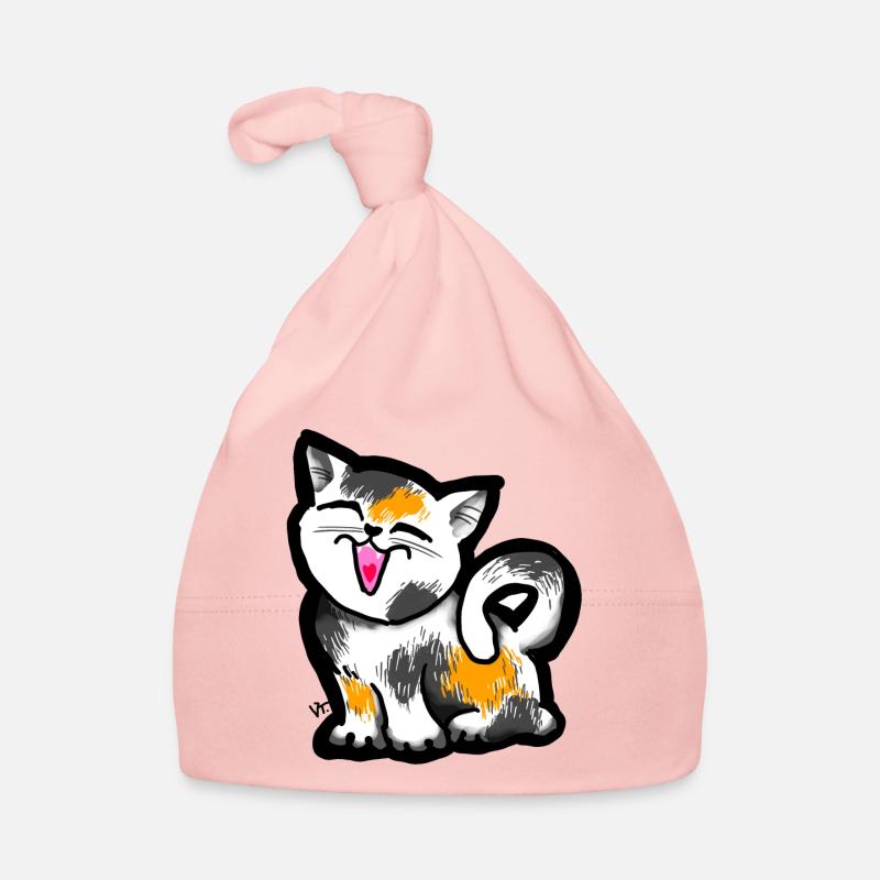 Drôle de chaton mignon. Charmant chaton qui rit. Miaou. Bonnet bio Bébé