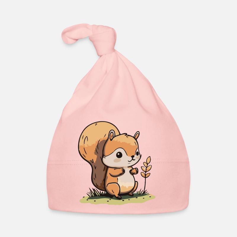 Eichhoernchen Écureuil Bande dessinée Mignon Kawaii 3 - Bonnet bio Bébé - rose