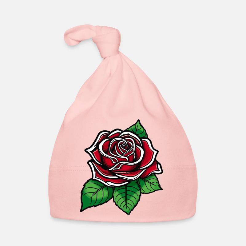 Crimson Rose Pop Art Bloom Baby Bio-Mütze