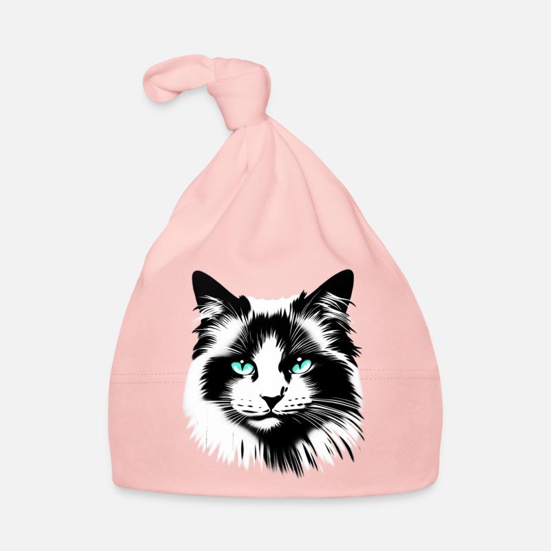 Visage de chat sympathique - Bonnet bio Bébé - rose
