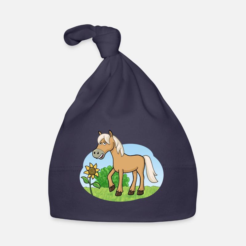 Drôle de cheval sur prairie Bonnet bio Bébé