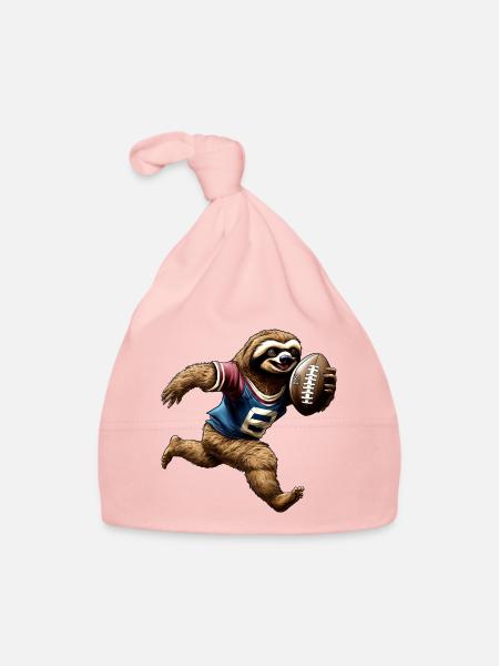 Paresseux de rugby - Bonnet bio Bébé - rose - Devant