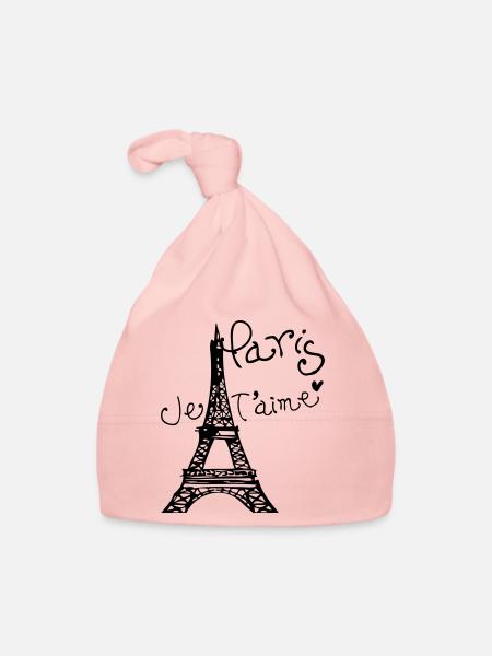 Paris Je T'aime Eiffelturm - Baby Bio-Mütze - Rosa - Vorne