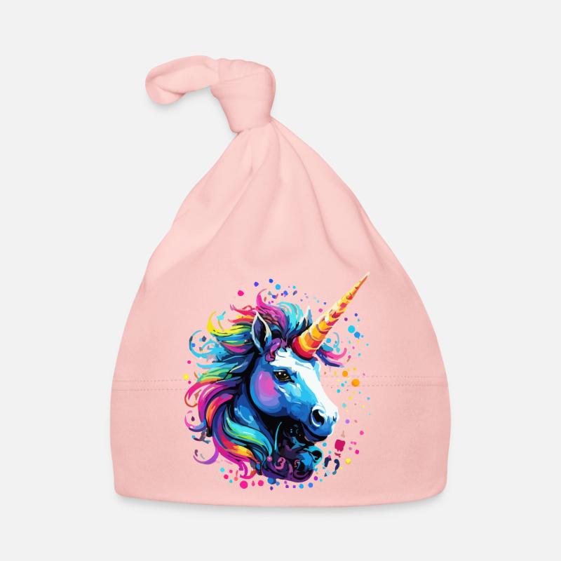 Einhorn bunt Regenbogen Pony Baby Bio-Mütze