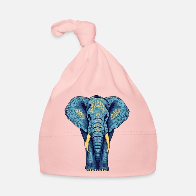 Elegant elephant head with ornamental pattern Organic Baby Cap