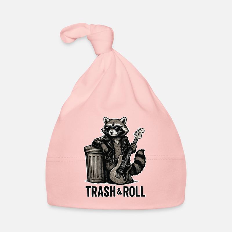 Trash & Roll Waschbär mit Gitarre Baby Bio-Mütze