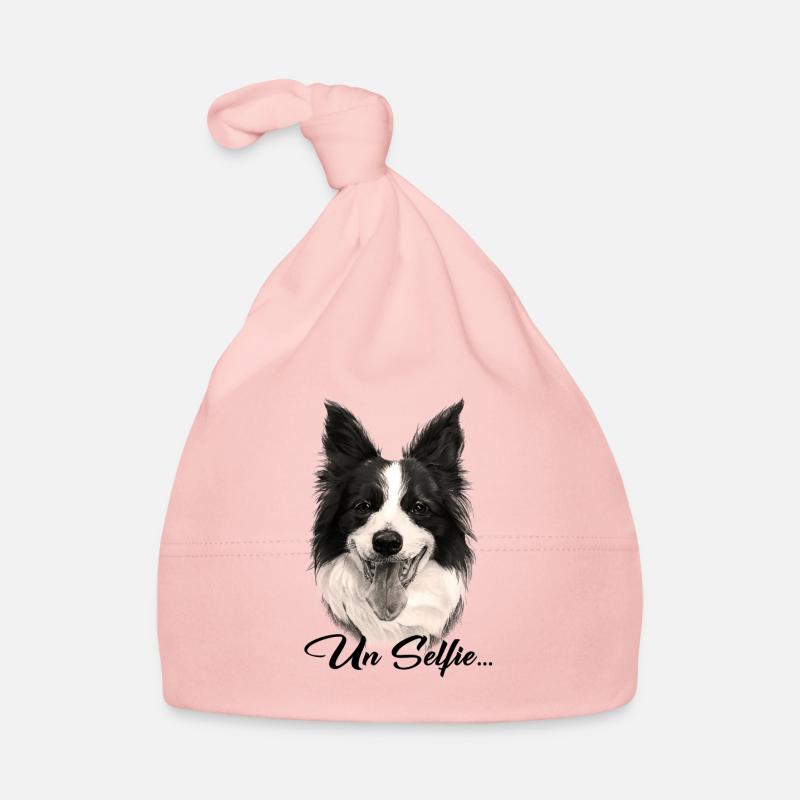 Border Collie chien - Bonnet bio Bébé - rose