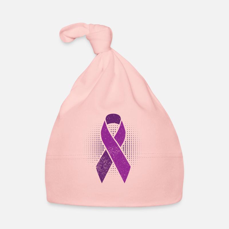Ruban violet - conscience d’épilepsie - Bonnet bio Bébé - rose