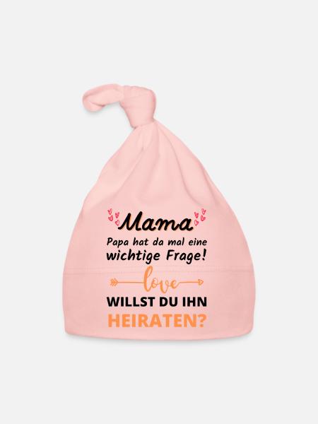 Mama willst du Papa heiraten Heiratsantrag - Baby Bio-Mütze - Rosa - Vorne
