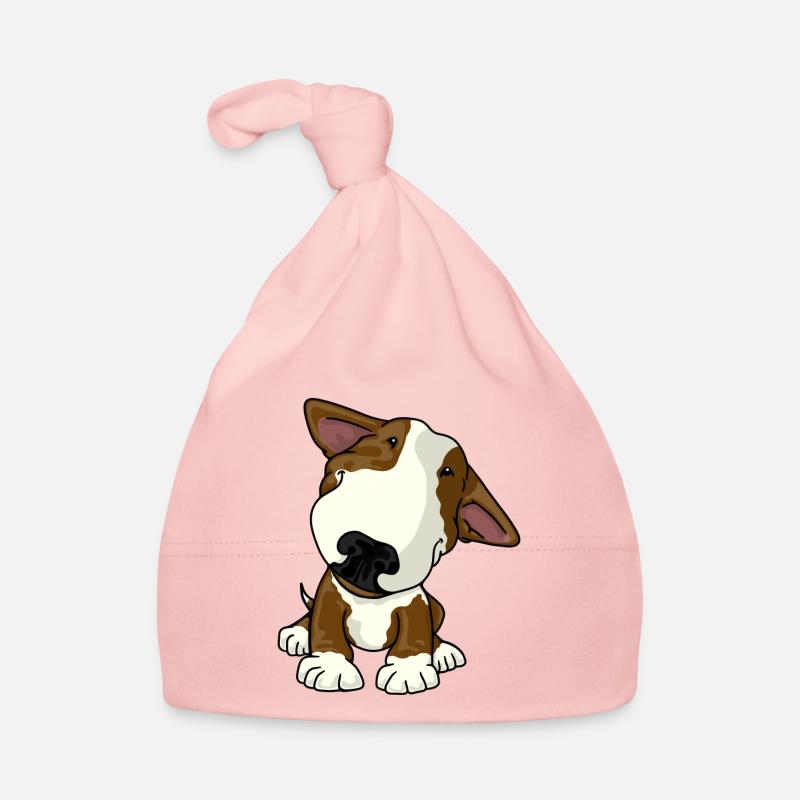 Brown heureux de chiot de bullterrier - Bonnet bio Bébé - rose