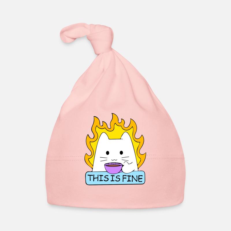 This Is Fine Cat Organic Baby Cap