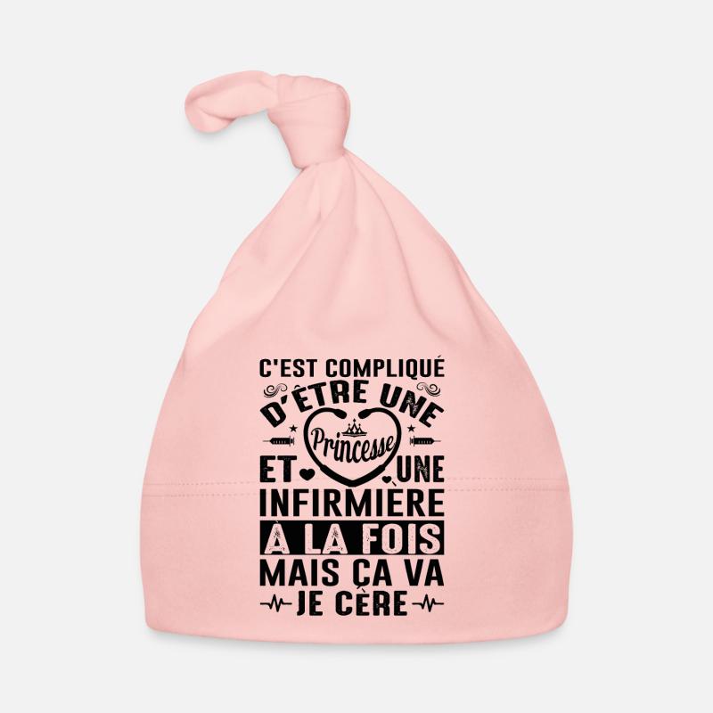 Infirmière Princesse Cadeau Anniversaire Médecine - Bonnet bio Bébé - rose