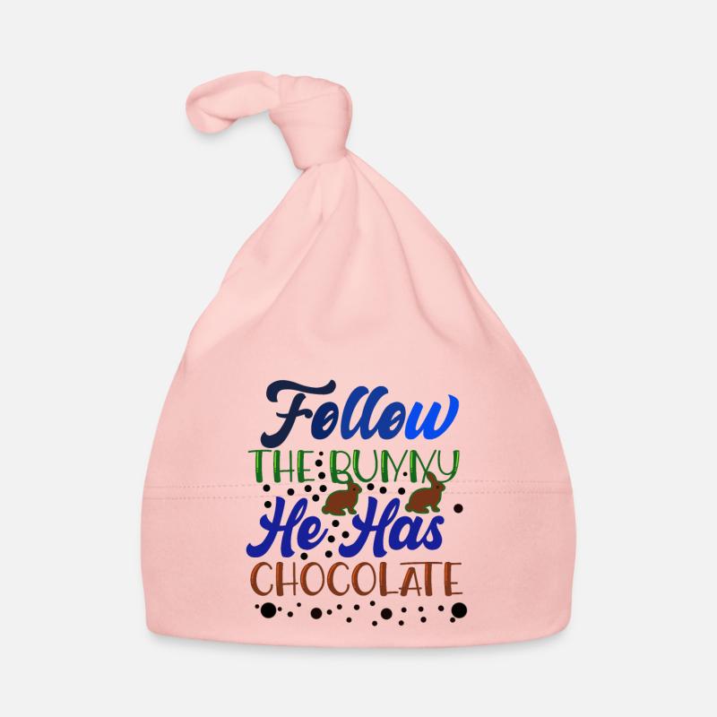 Suivez le lapin de Pâques - il a du chocolat - Bonnet bio Bébé - rose