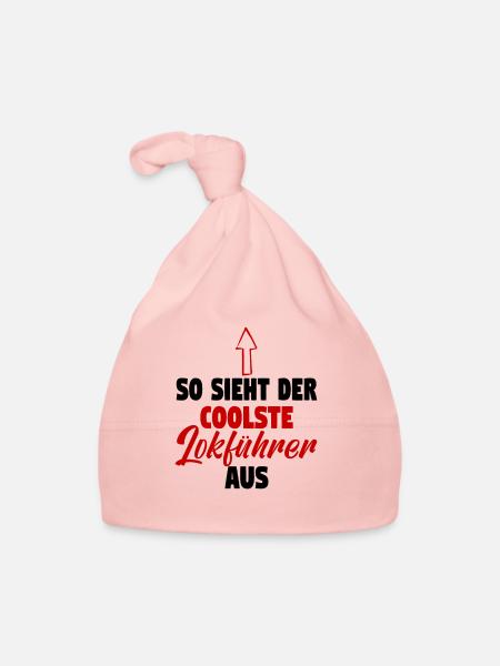 Dampflok Lokführer Eisenbahner Eisenbahn Vater - Baby Bio-Mütze - Rosa - Vorne
