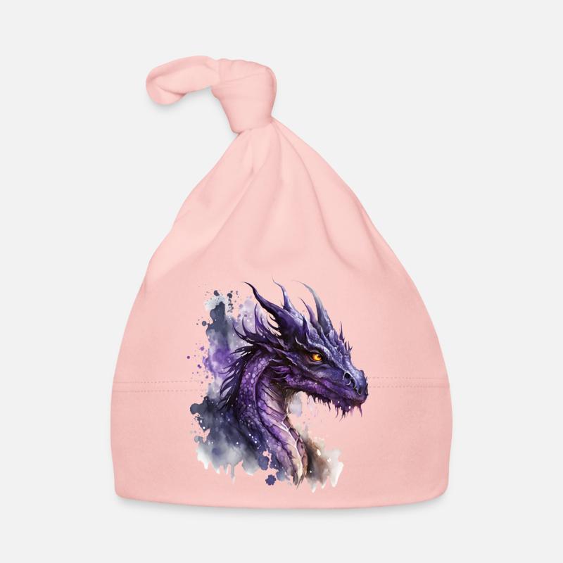 Lila Aquarell Drache Baby Bio-Mütze