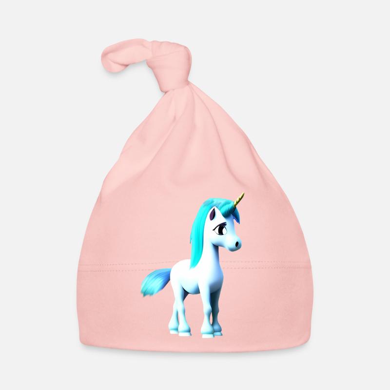 licorne, crinière bleue, queue bleue Bonnet bio Bébé