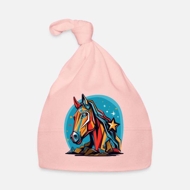 Des étoiles et un cheval coloré Bonnet bio Bébé