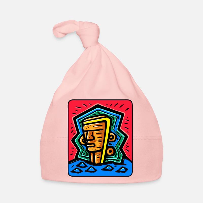 Tiki coloré abstrait Bonnet bio Bébé