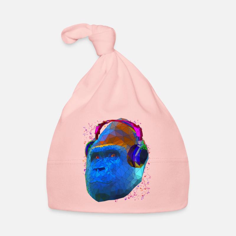 Gorille avec casque Low Poly Pop Art Bonnet bio Bébé
