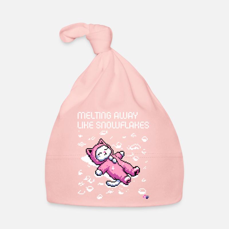 WITZIGE SCHNEEFLOCKEN WINTER KATZE RETRO PIXELART Baby Bio-Mütze