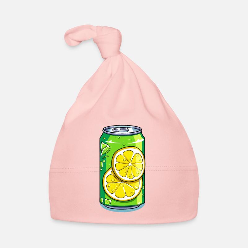 Die erfrischende Limonaden Dose mit Sprudel Baby Bio-Mütze