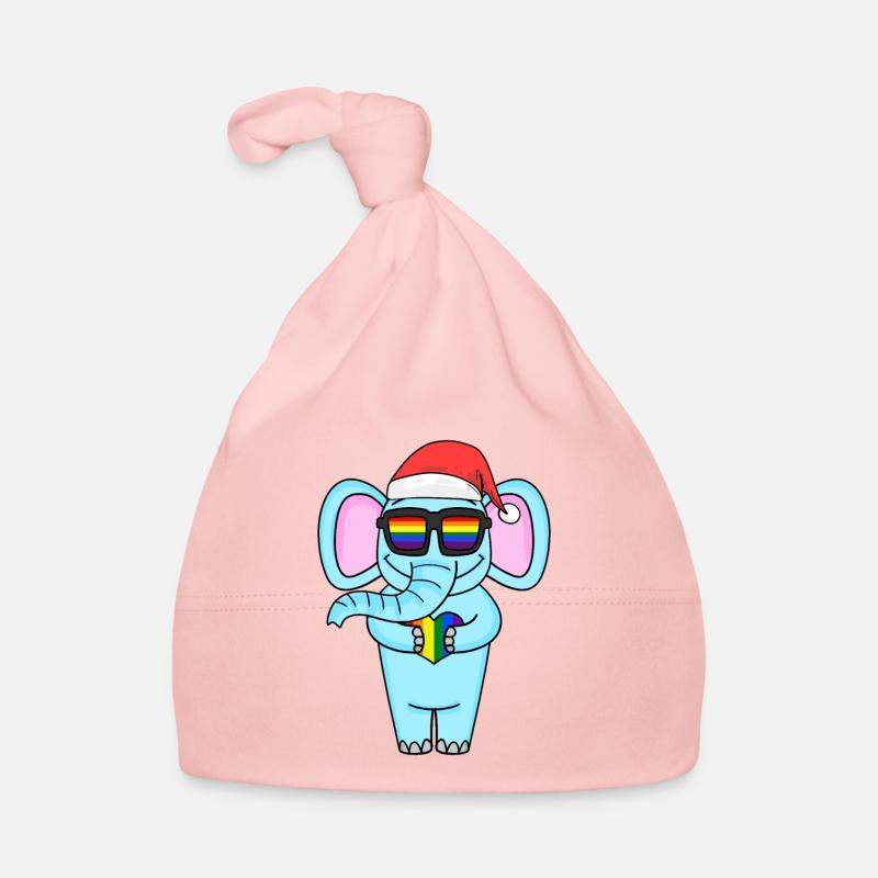 Éléphant Noël arc-en-ciel couleur Broh Bonnet bio Bébé