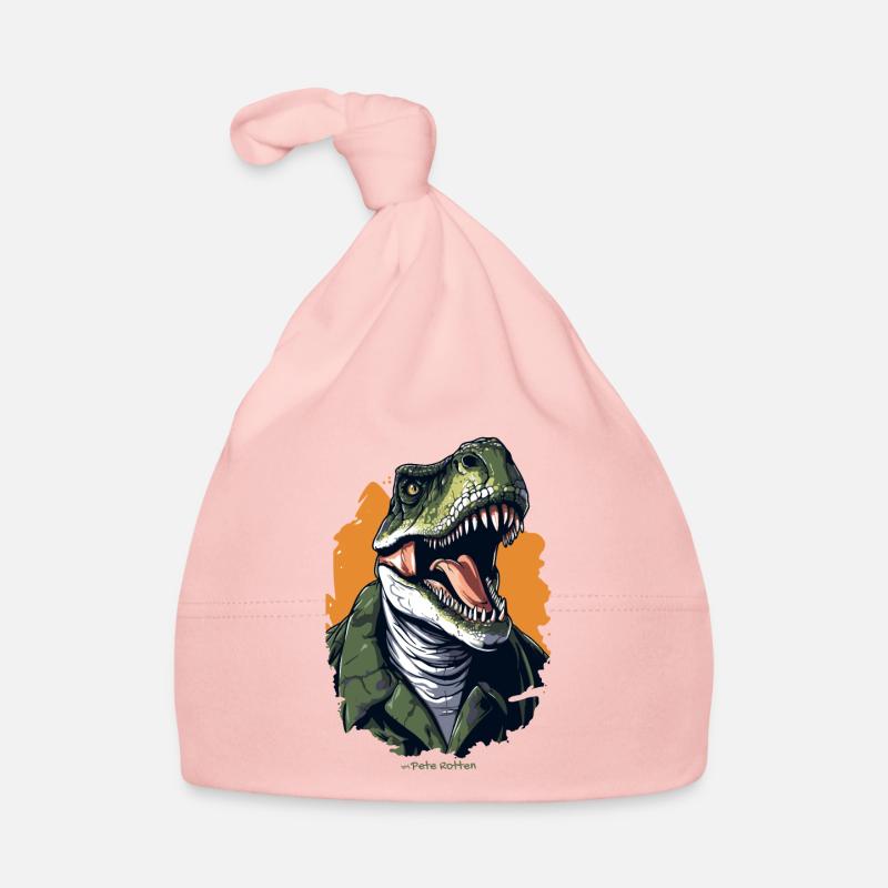 Ein Mensch als T Rex Dinosaurier Baby Bio-Mütze