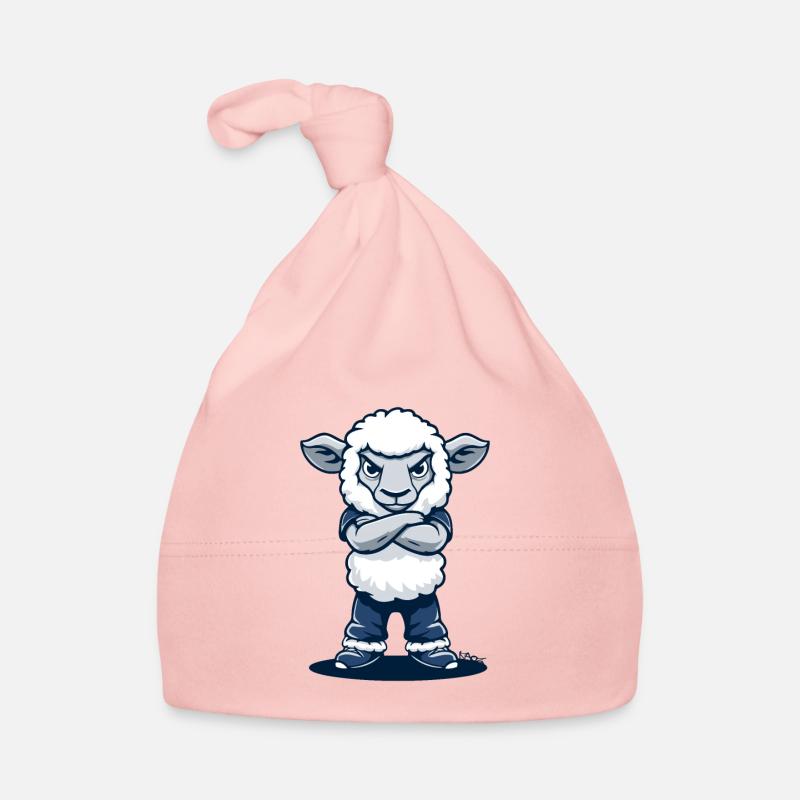 The funny defiant sheep in blue pants Organic Baby Cap