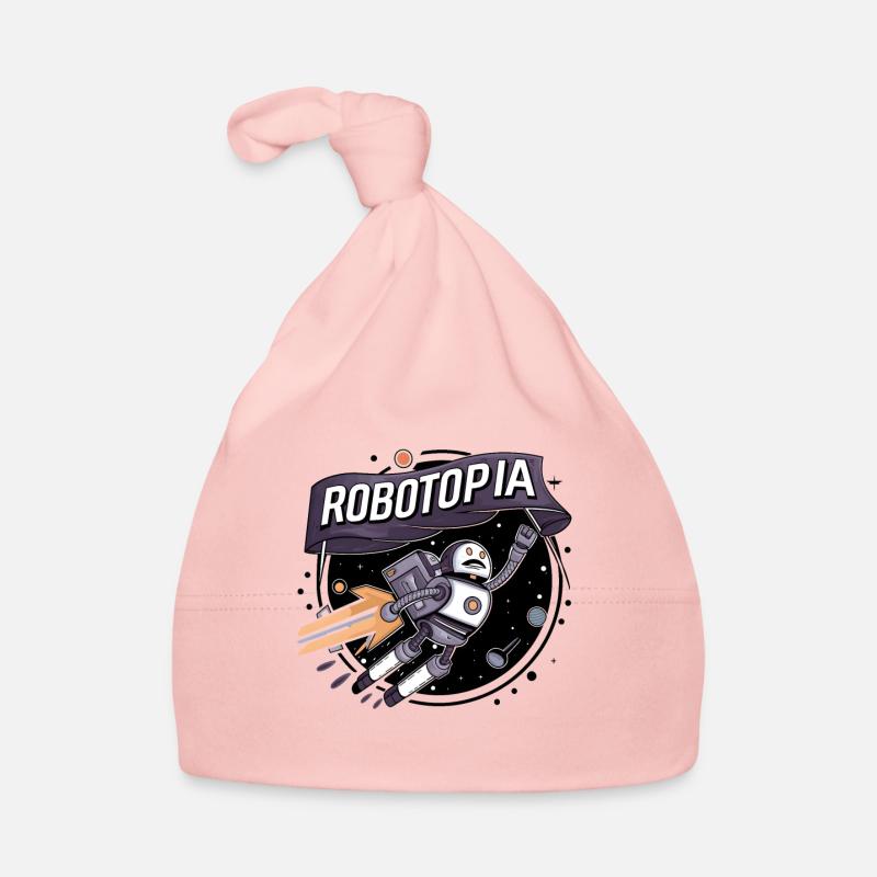 Robotopia Flag-Waving Space Jetpack Robot Art Organic Baby Cap