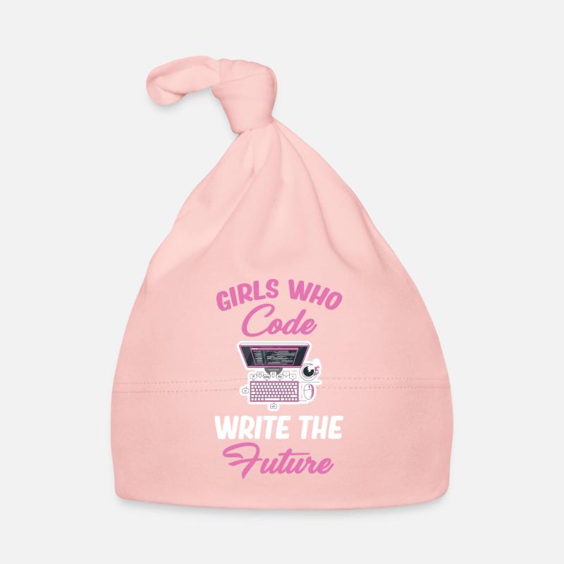 Girl looking at the programmer of the future Organic Baby Cap