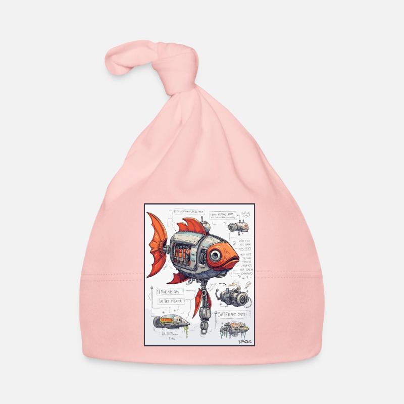 Technical Sketch of Mechanical Robot Fish Organic Baby Cap