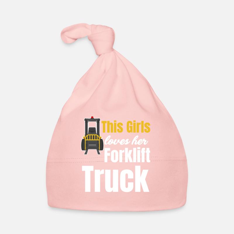 Cette fille aime sa pelle de construction de chariot élévateur Bonnet bio Bébé