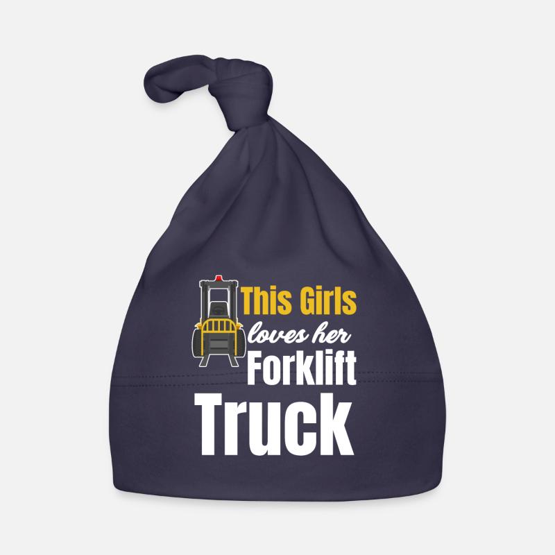 Cette fille aime sa pelle de construction de chariot élévateur Bonnet bio Bébé
