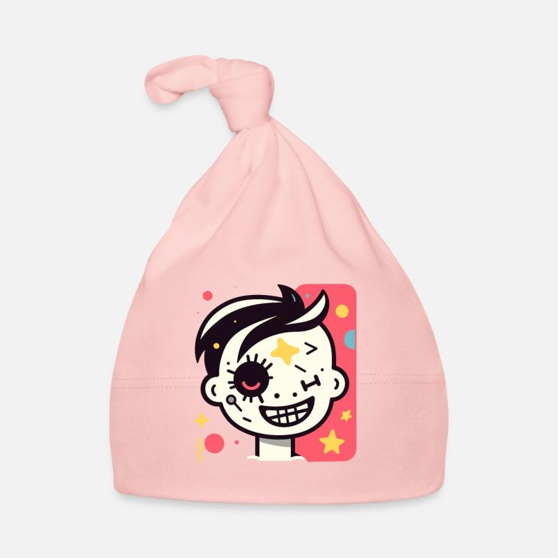 Abstrait Drôle Cool Dessin Animé Enfant Bonnet bio Bébé