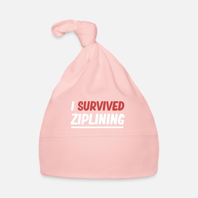 I Survived Ziplining Funny Paraglider Zipliner Organic Baby Cap