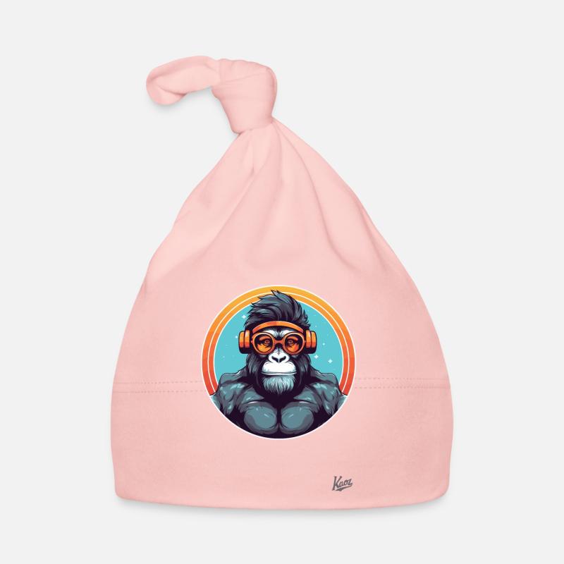 hip hipster gym headphones monkey Organic Baby Cap