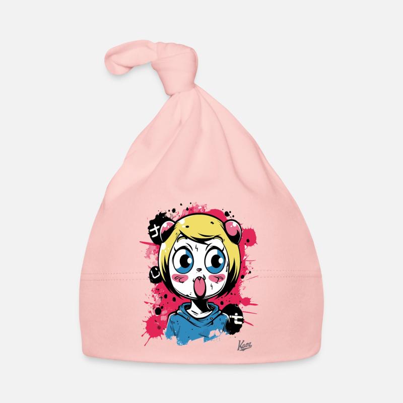 Farb-Explosion: Das freche Graffiti-Katzen-Mädchen Baby Bio-Mütze