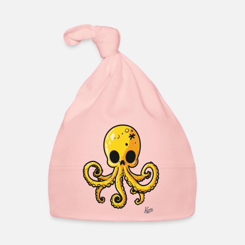 Dessin animé de pieuvre de crâne jaune Bonnet bio Bébé