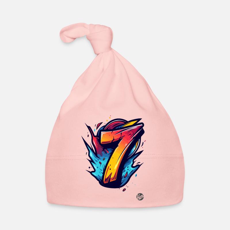 Knalliges "7" Design mit explosiven Farben Baby Bio-Mütze