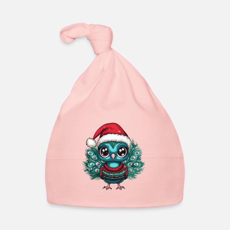Peacock Bird Christmas Comic Organic Baby Cap