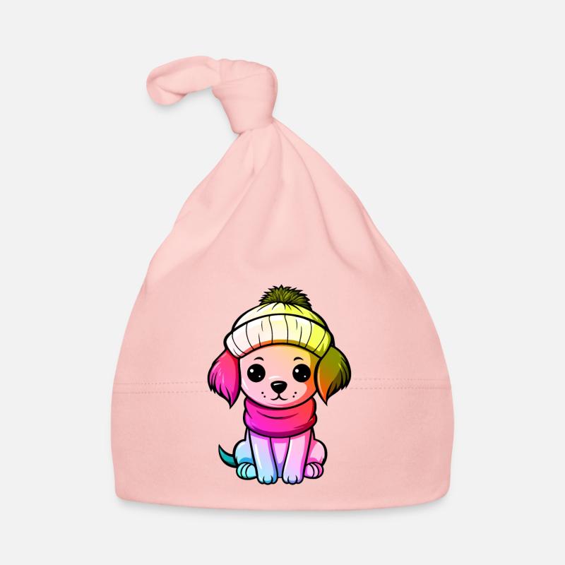 Hund Winter Tier Bunt Comic Baby Bio-Mütze