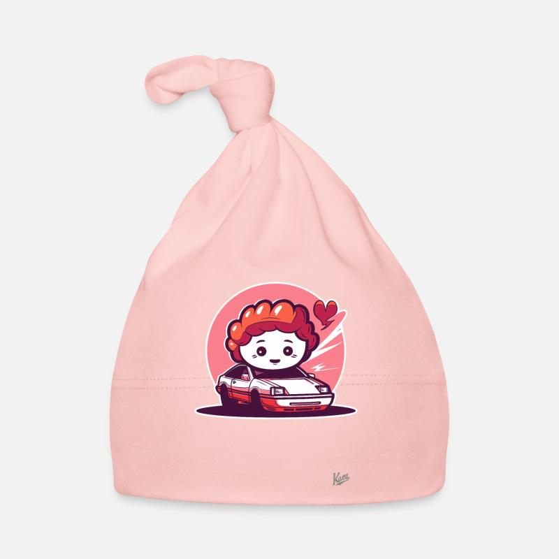 Pilote Chibi dans une voiture de course JDM au Japon - Bonnet bio Bébé - rose