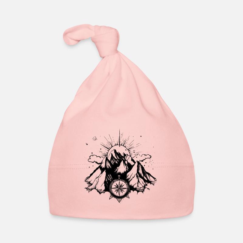 Mountains Compass Icon Organic Baby Cap