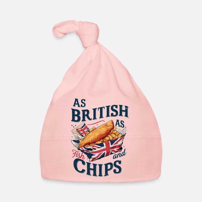 British Pride Fish and Chips Union Jack Design - Organic Baby Cap - pink