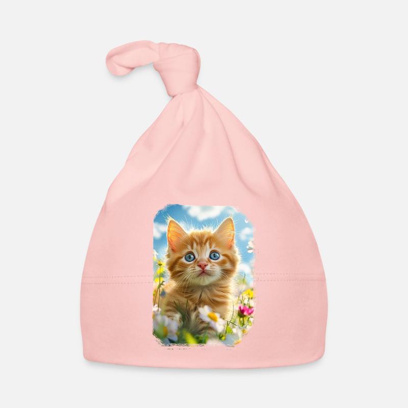 Magie des fleurs avec chaton rouge Bonnet bio Bébé